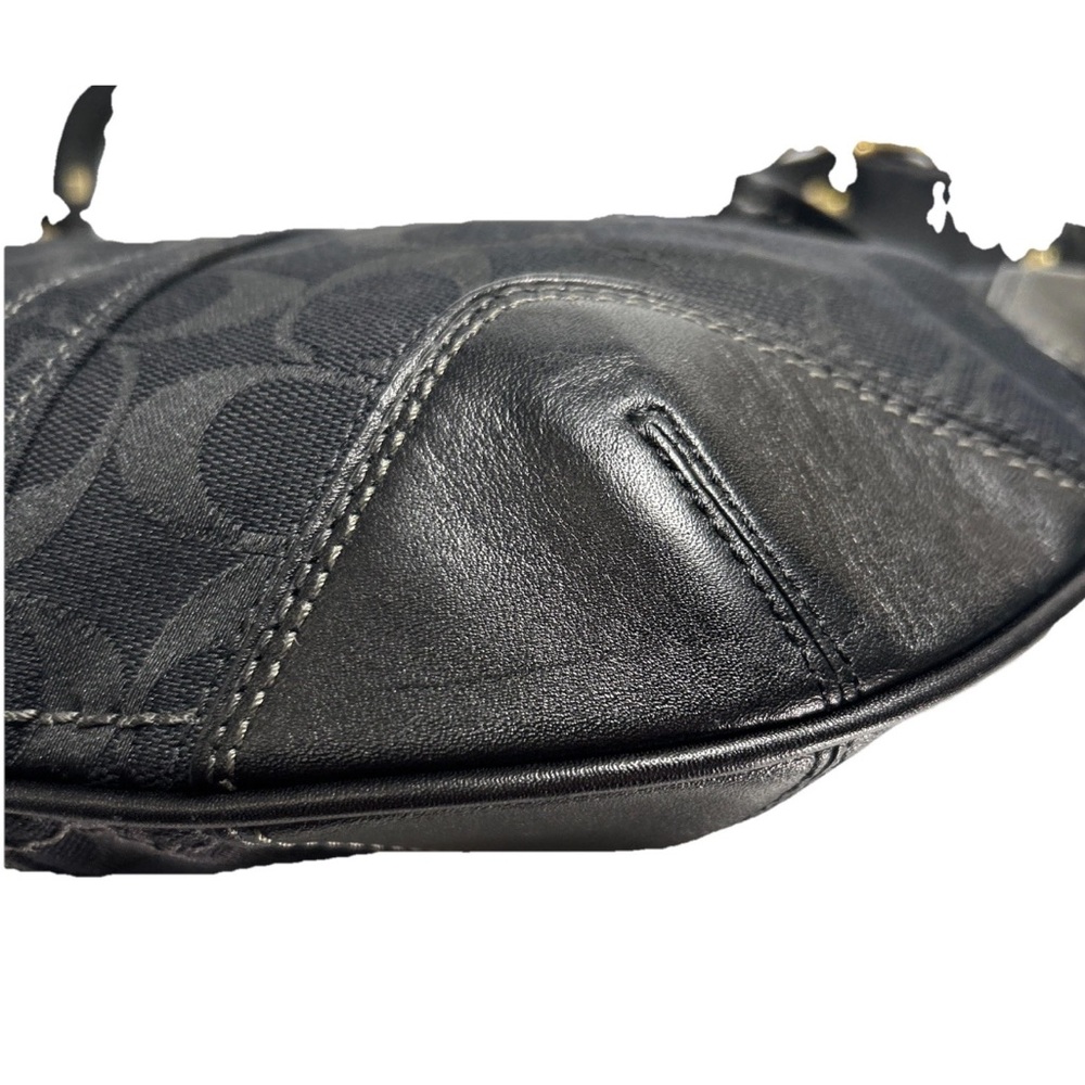 Y2K Coach Hampton Signature Jacquard Shoulder Hobo Bag Black Small Purse # 11371 - Picture 9 of 16